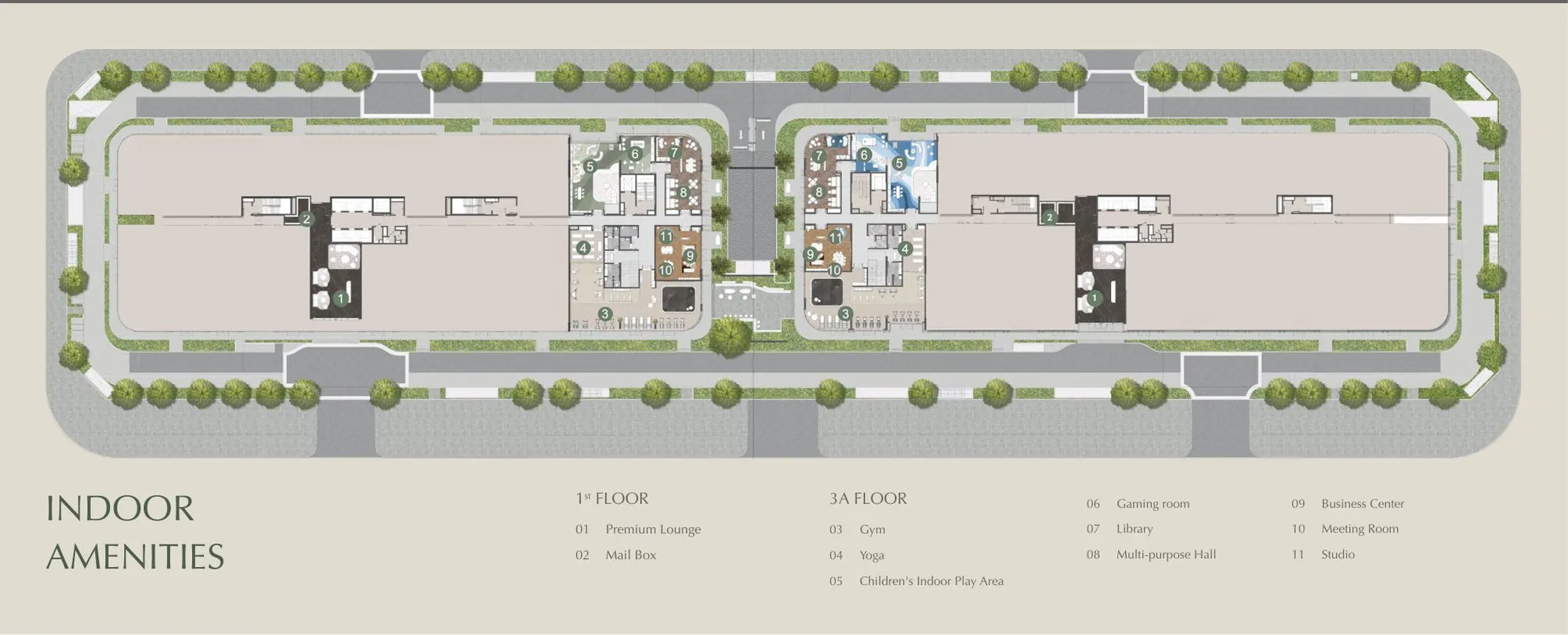 Mặt bằng tiện ích trong nhà tầng 1 và tầng 3A Lumière Midtown