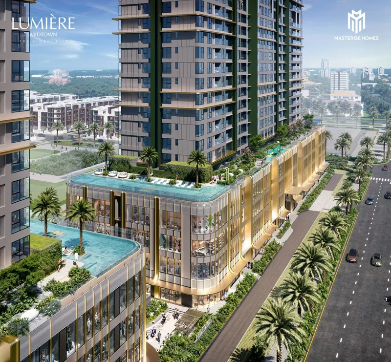 Khối đế và hồ bơi treo của Lumière Midtown